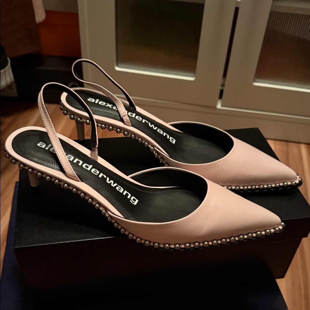 Alexander Wang Blush Slingback Heels with Studded Detail
